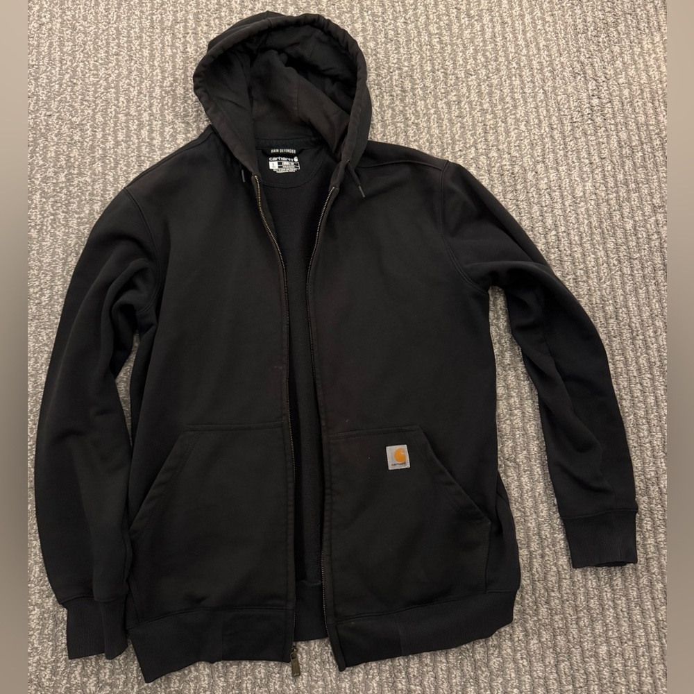 Carhartt Men's Black Hooded Zip-Up Sweatshirt
